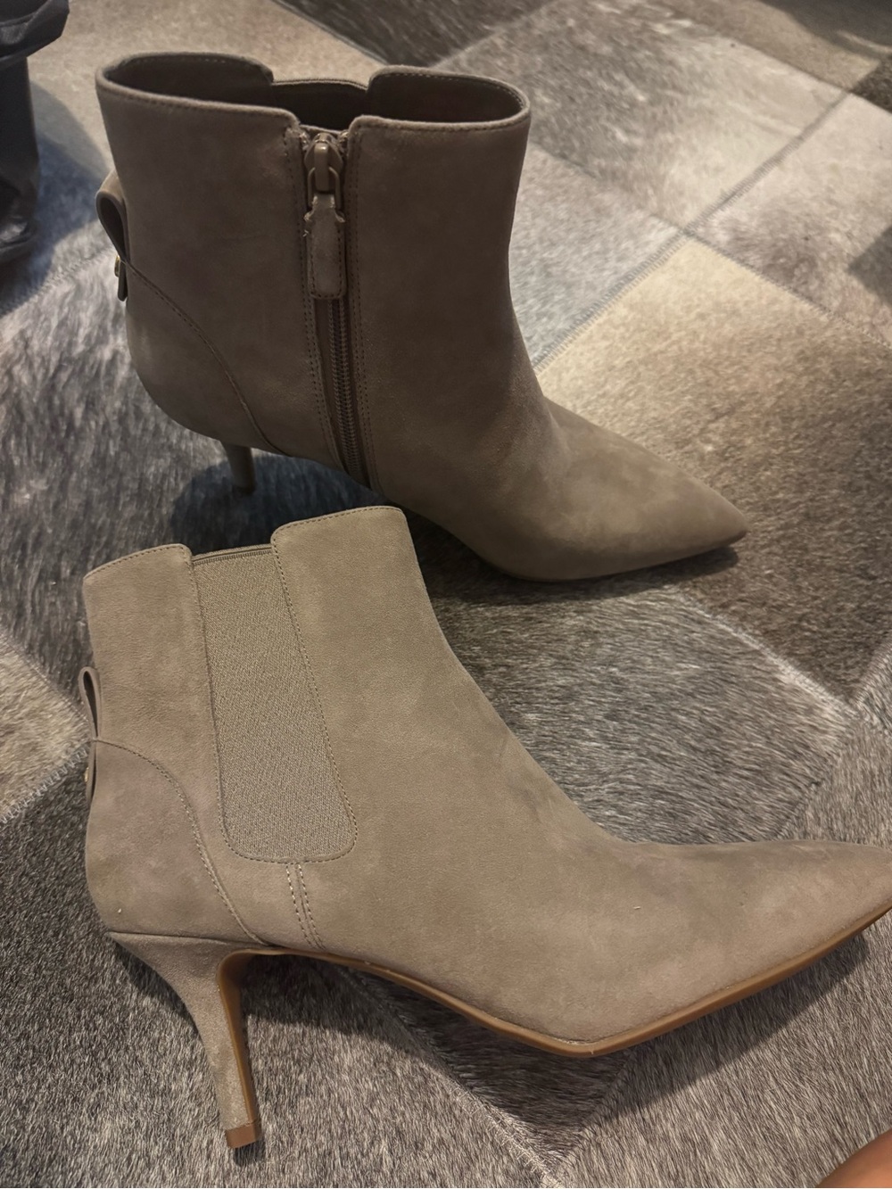 Cole Haan Women’s Taupe Suede Pointed-Toe Ankle Boots